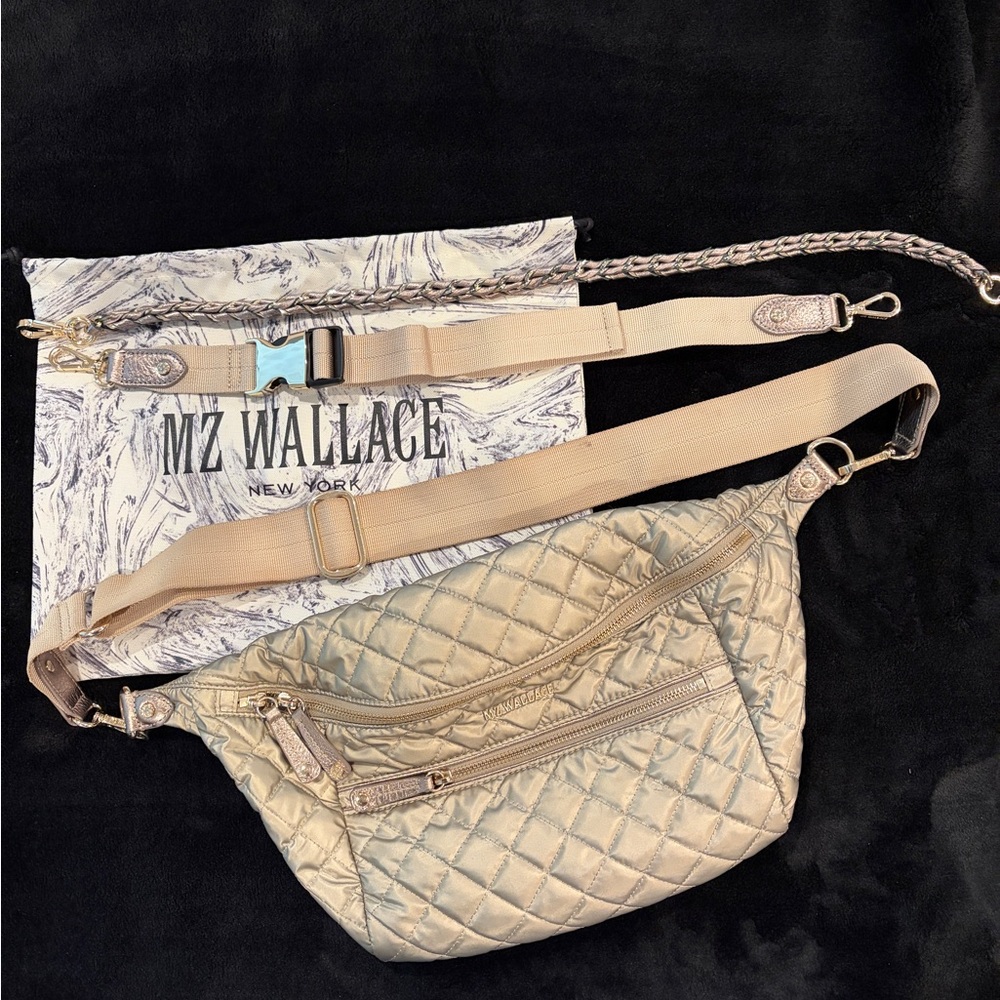 MZ Wallace Quilted Tan Crosby Crossbody Bag
